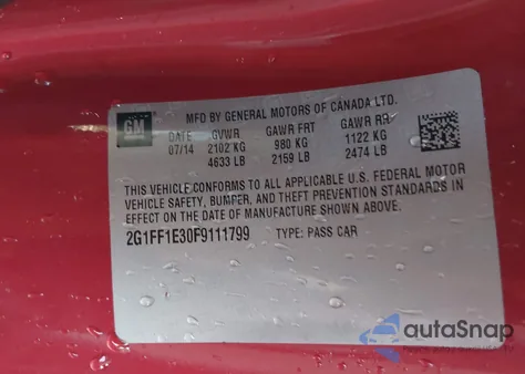 2015 Chevrolet Camaro Lt from USA, damaged, VIN 2G1FF1E30F9111799